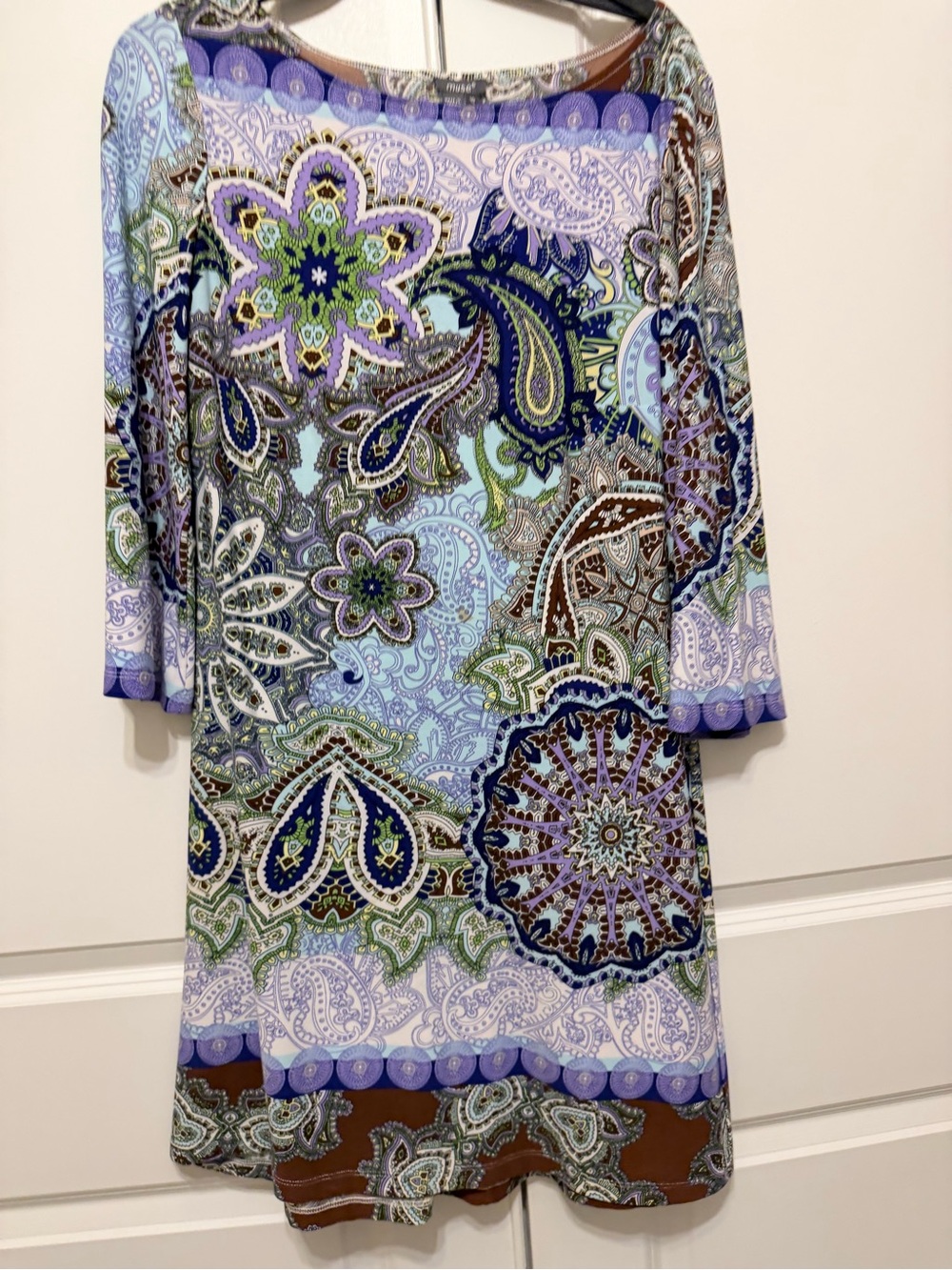 Muse Paisley Shift Dress in Lavender, Green, Navy, Brown